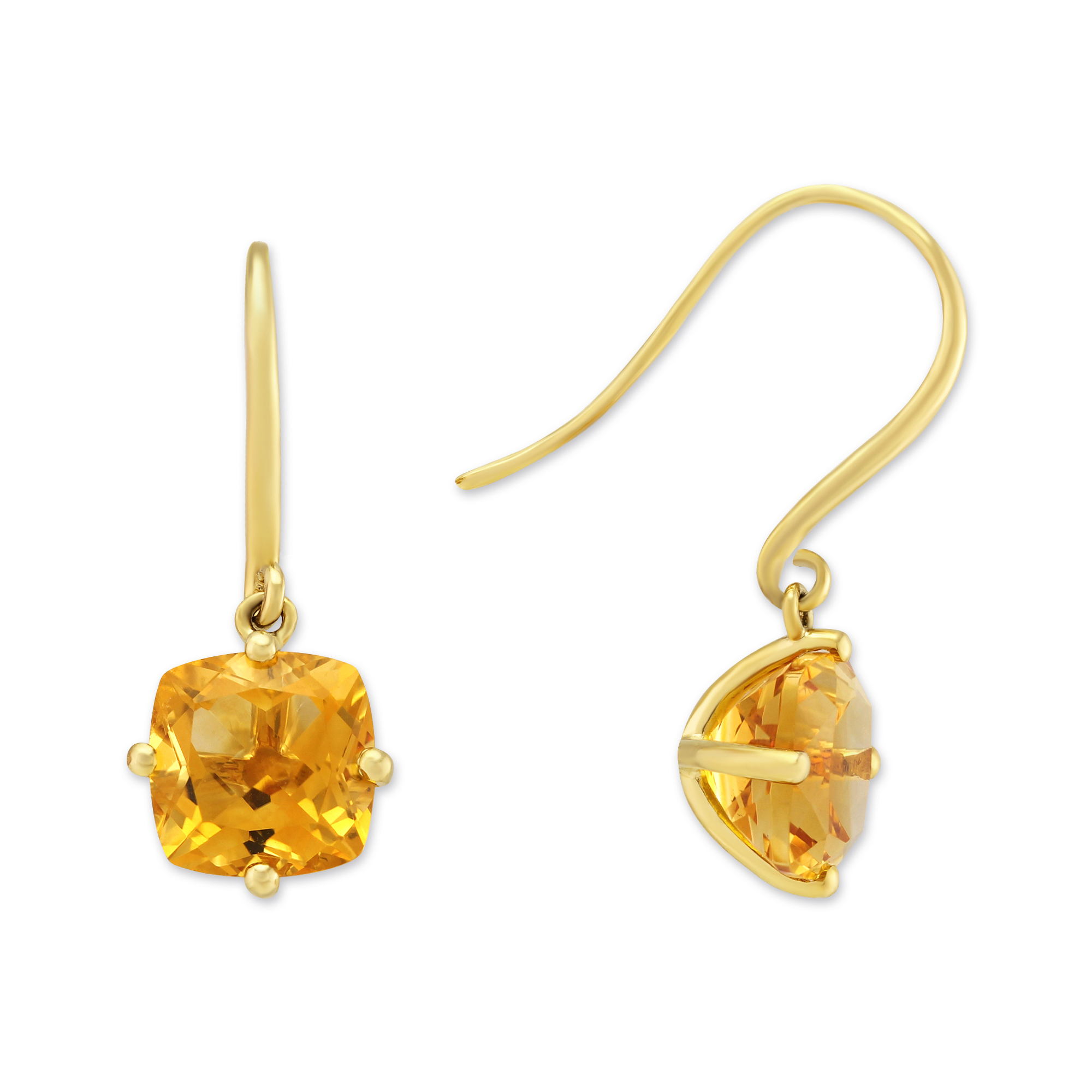 14k Yellow Gold Cushion Citrine Drop Earrings Borsheims 