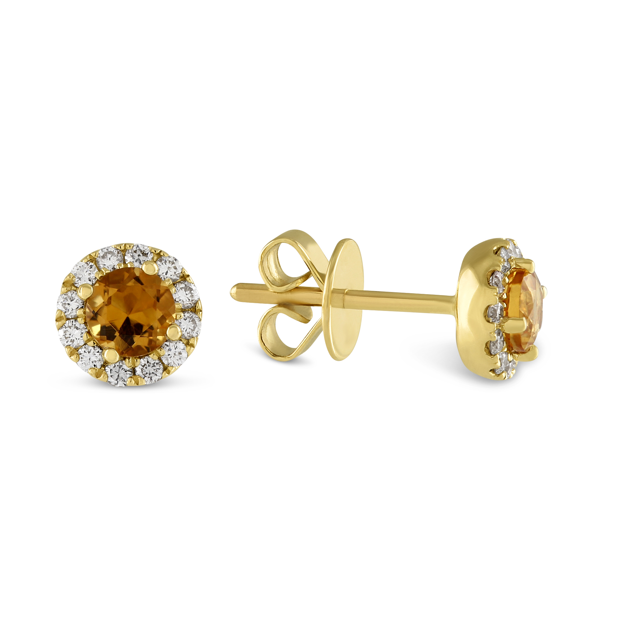 14K Yellow Gold Citrine & Diamond Halo Earrings | Borsheims