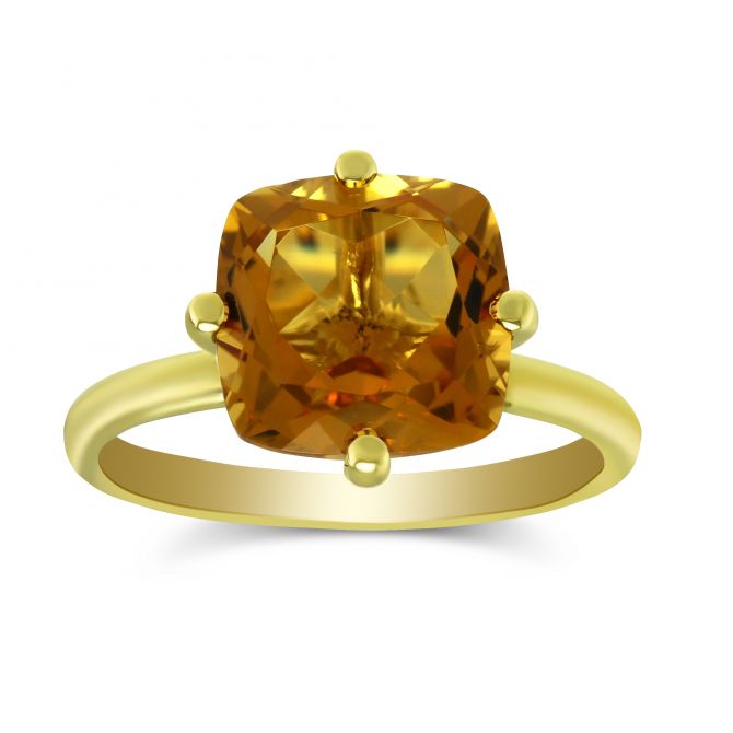 Cushion Citrine Ring in Yellow Gold