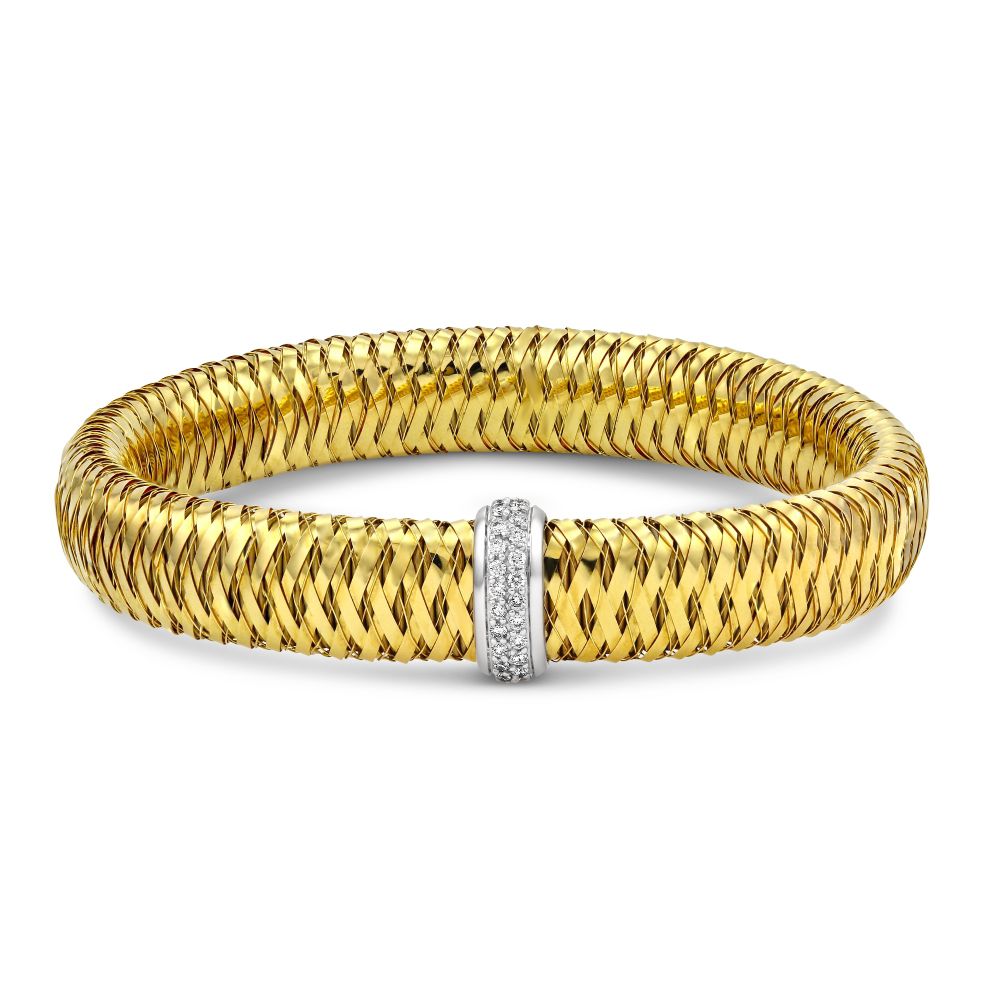 Roberto Coin 18K Yellow And White Gold Large Primavera Diamond Bangle ...