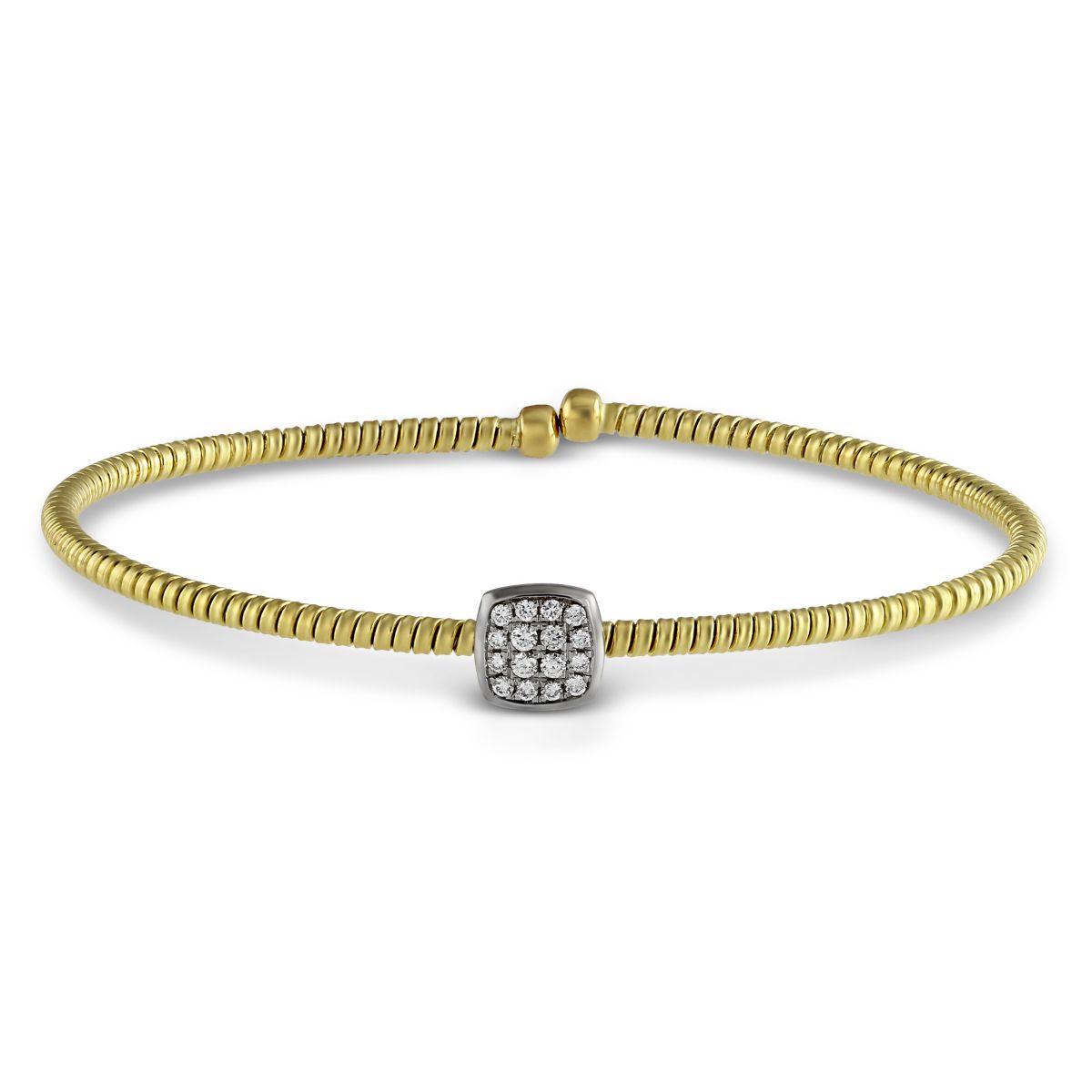 Single Square Pavé Diamond Station Cuff Bracelet in Yellow Gold | Borsheims