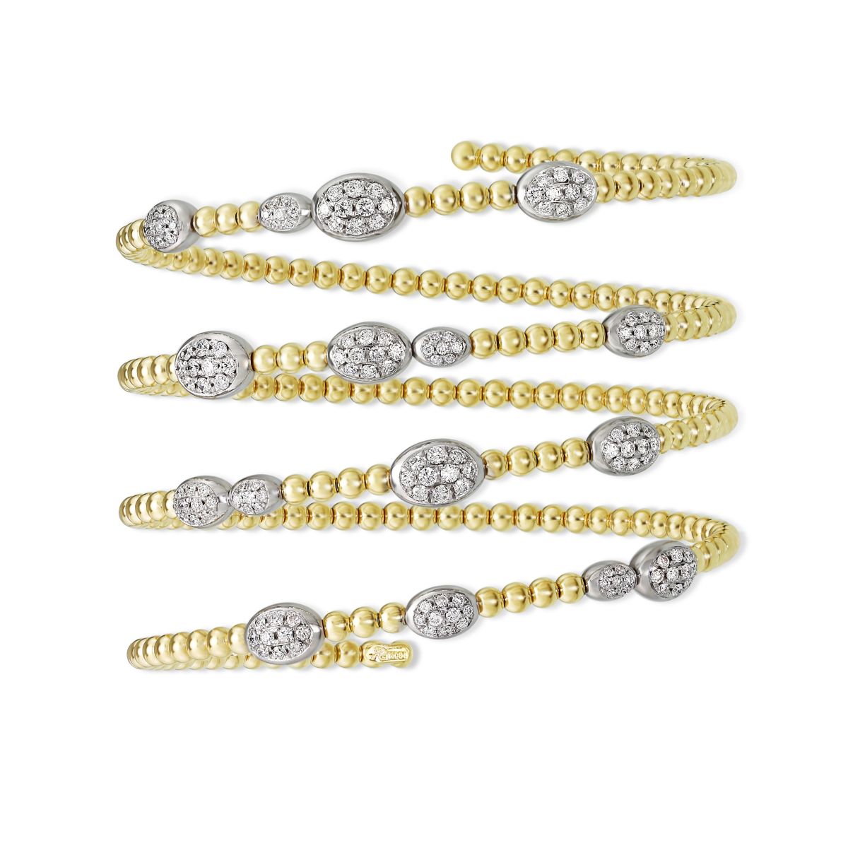 Diamond Pavé Oval Station Coil Bracelet in Two Tone | Borsheims