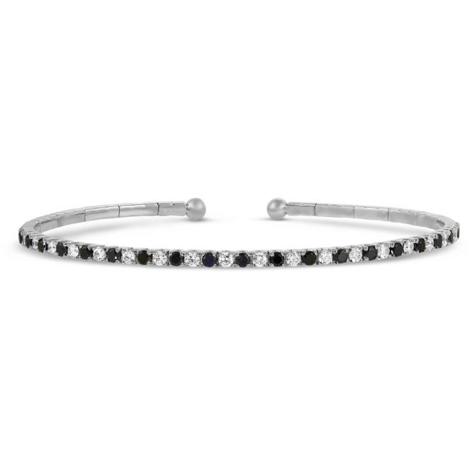 18K White Gold Black and White Diamond Cuff Bracelet