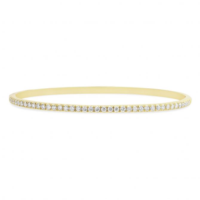 Diamond Slim Oval Bangle Bracelet in 18K Yellow Gold