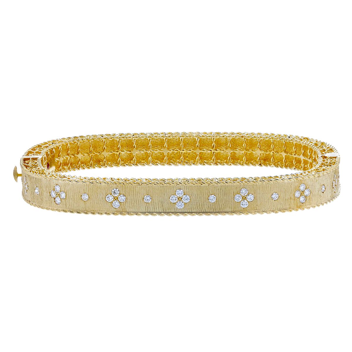 Roberto Coin Princess Yellow Gold Satin Finish Bangle with Fleur De Lis ...