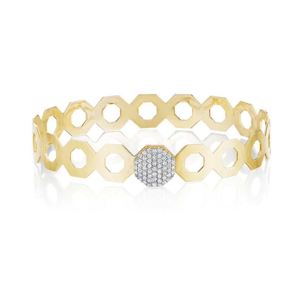 Phillips House 14k Yellow Gold Diamond Open Octagon Flex Bangle Bracelet B3035dy Borsheims 