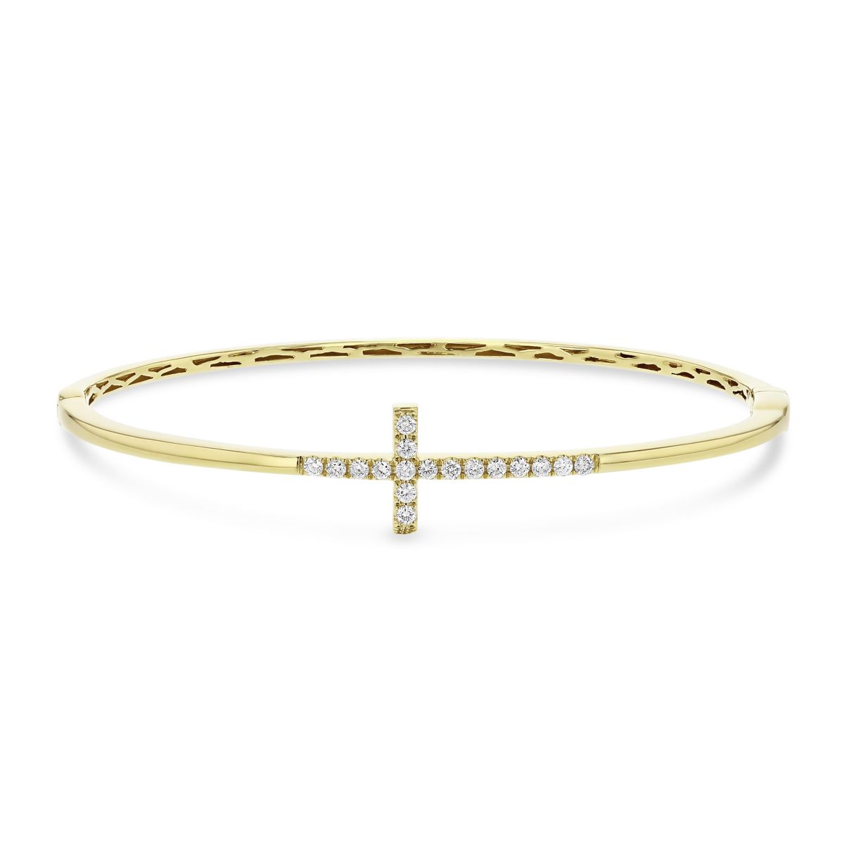 14k Yellow Gold Diamond Horizontal Cross Hinged Bangle Bracelet Borsheims 