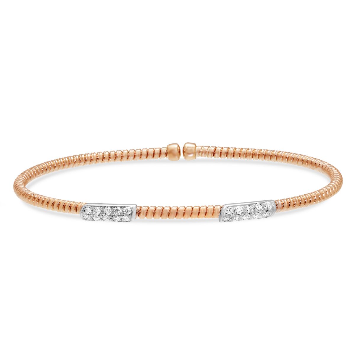 18K Rose Gold Two Station Diamond Cuff Bracelet, 0.25cttw | Borsheims