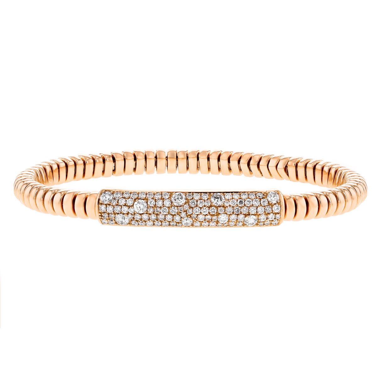 18K Rose Gold Diamond Pave Bar Stretch Bracelet | Borsheims