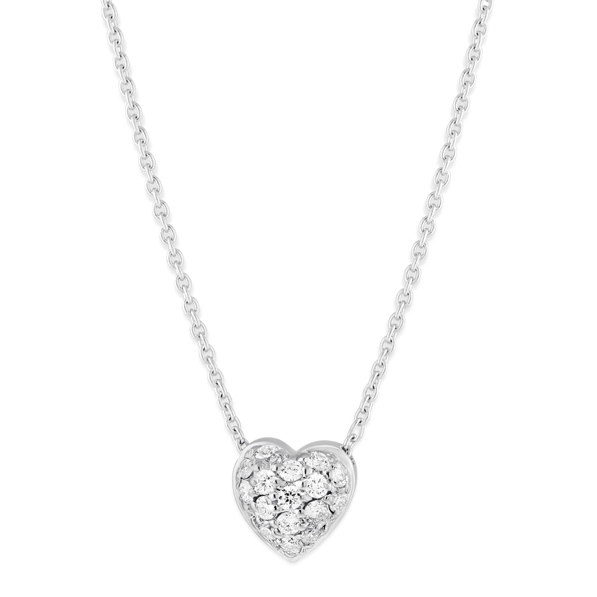 Roberto Coin Tiny Treasures 18K White Gold Diamond Puffed Heart ...