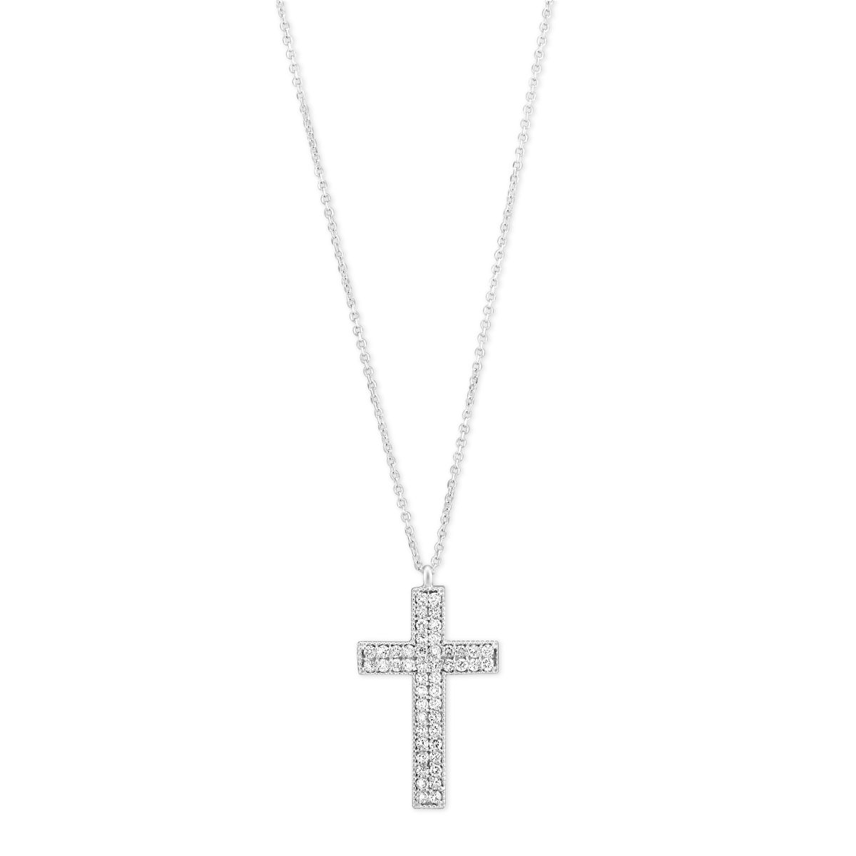 Diamond Pavé Milgrain Cross Pendant in White Gold | Borsheims