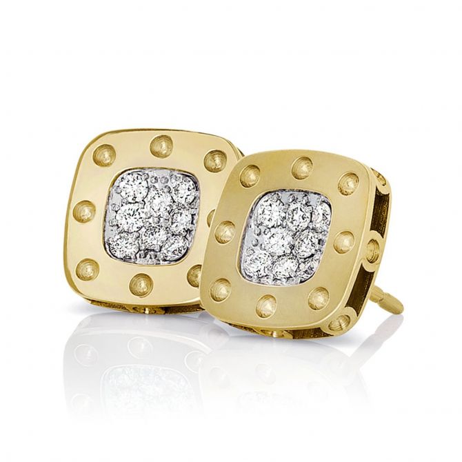 Roberto Coin Pois Moi Yellow Gold & Diamond Stud Earrings