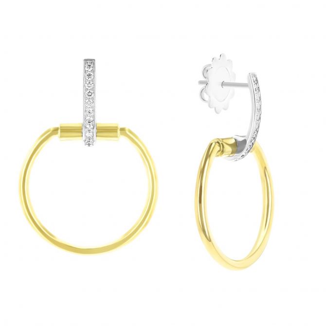 Roberto Coin 18K Yellow & White Gold Diamond Parisienne Dangle Earrings