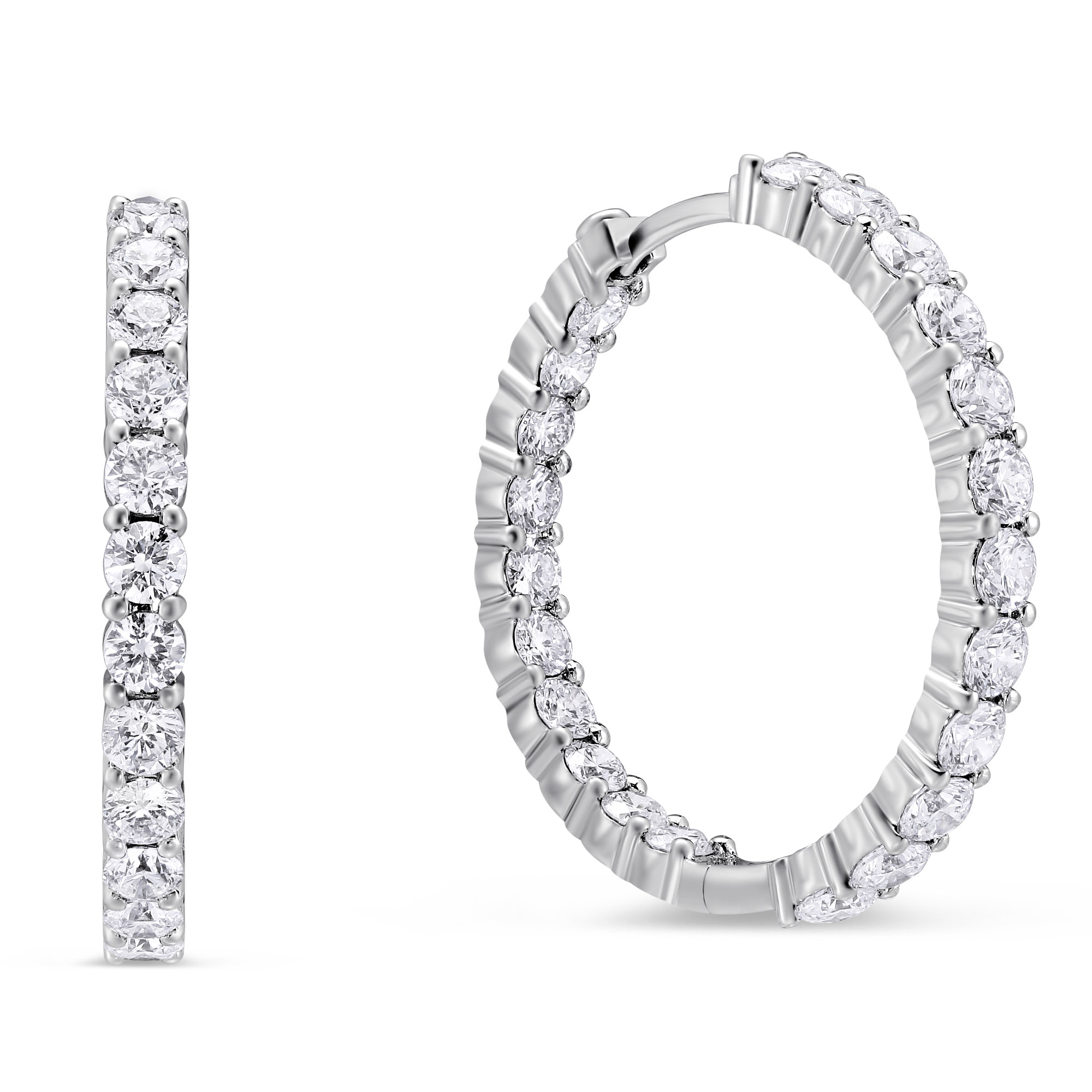 Roberto Coin 18K White Gold Diamond Hoop Earrings, 1.1