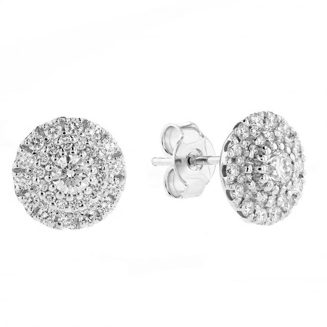 Roberto Coin Diamond Cluster Earrings in White Gold