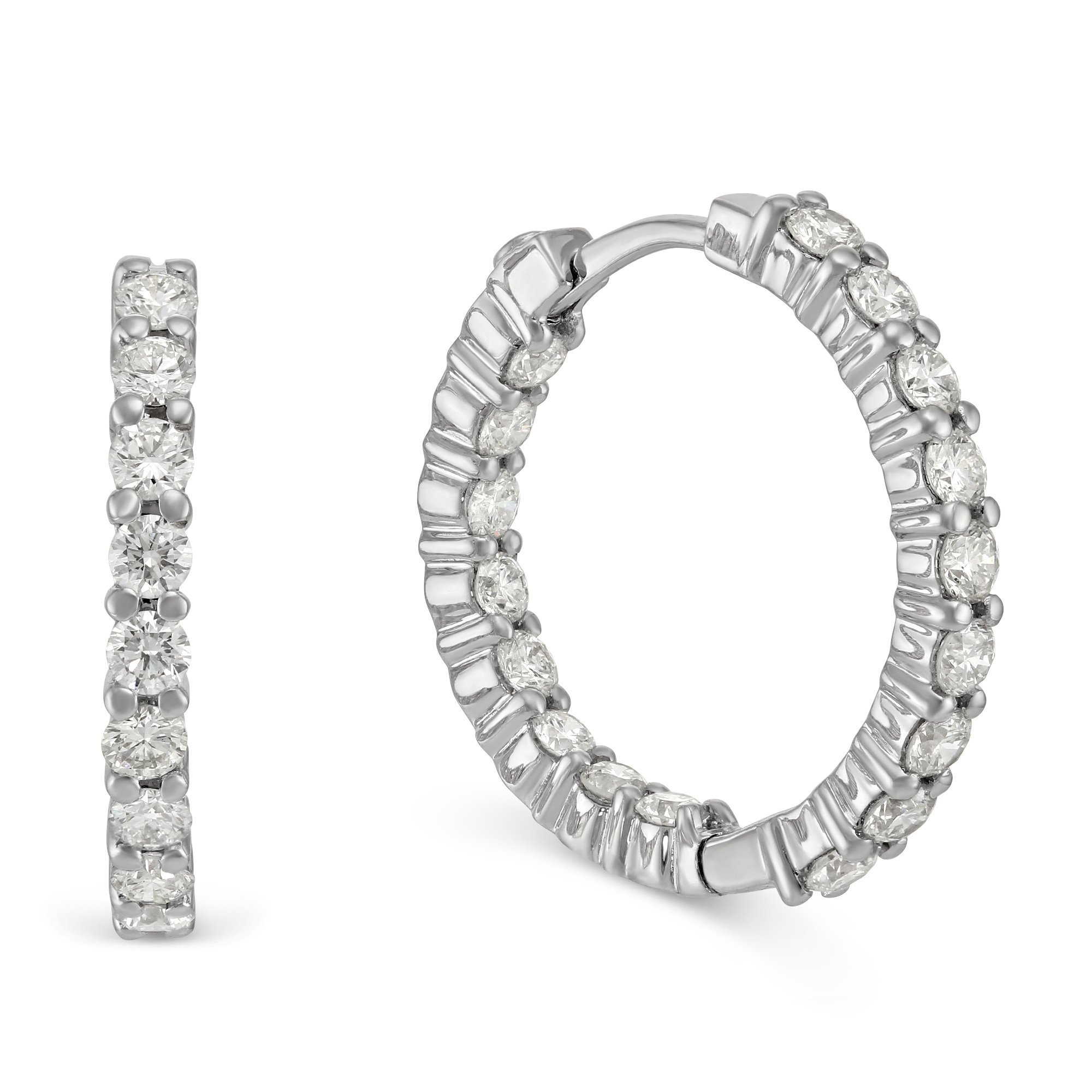 Roberto Coin 18k White Gold Diamond Hoop Earrings 1 Borsheims