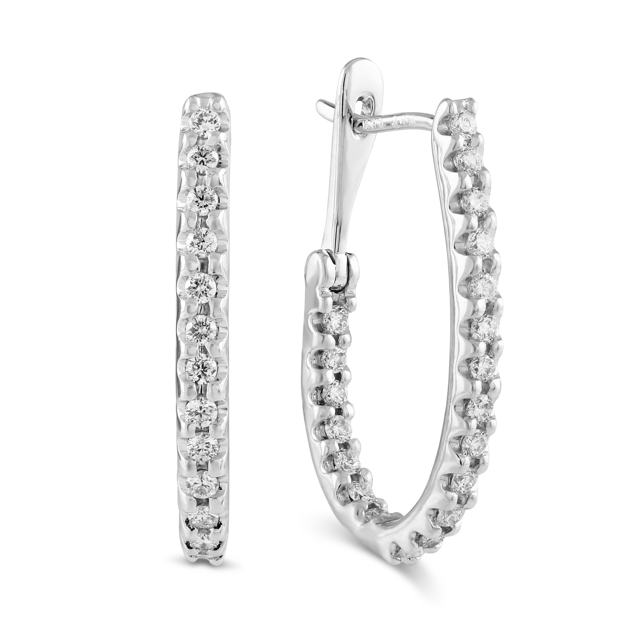 14K White Gold Diamond J Hoop Earrings Borsheims   3DIEW1778A 