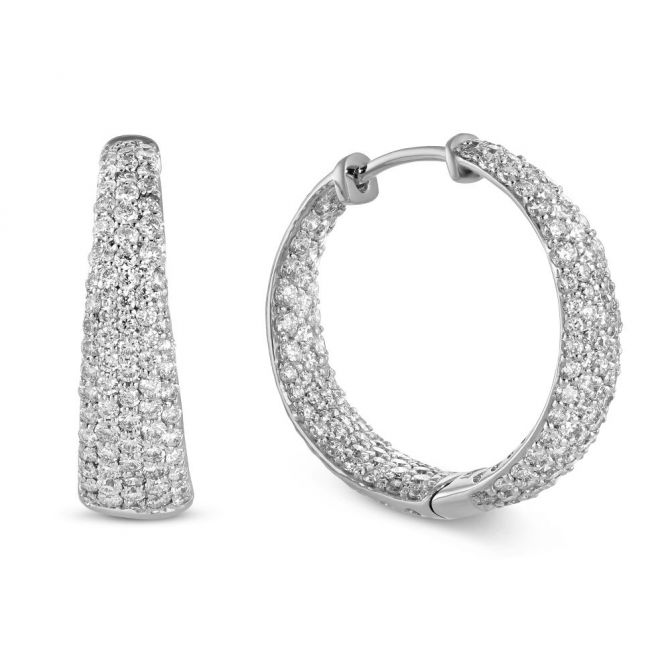 Roberto Coin 18K White Gold Scalare Diamond Earrings, 1.93cttw