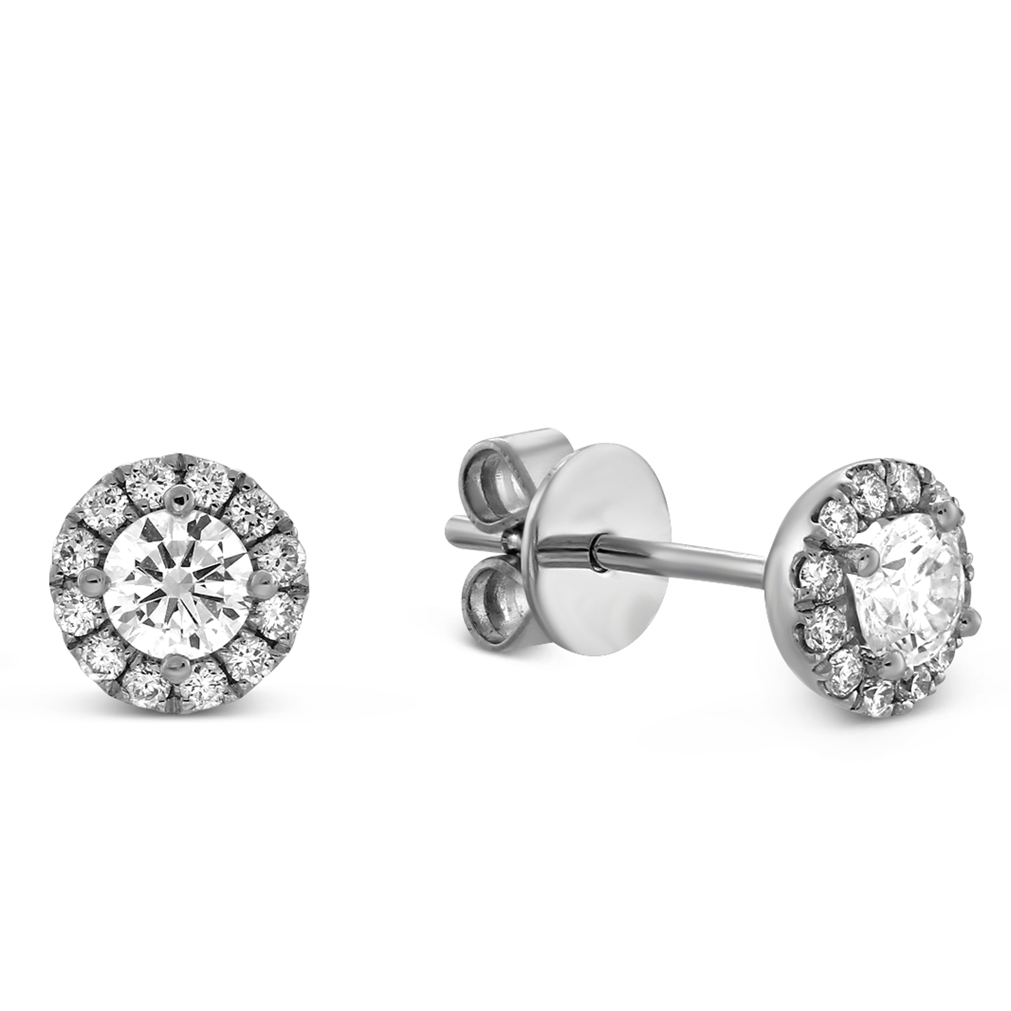 Diamond Halo Stud Earrings in White Gold, 0.48 cttw | Borsheims