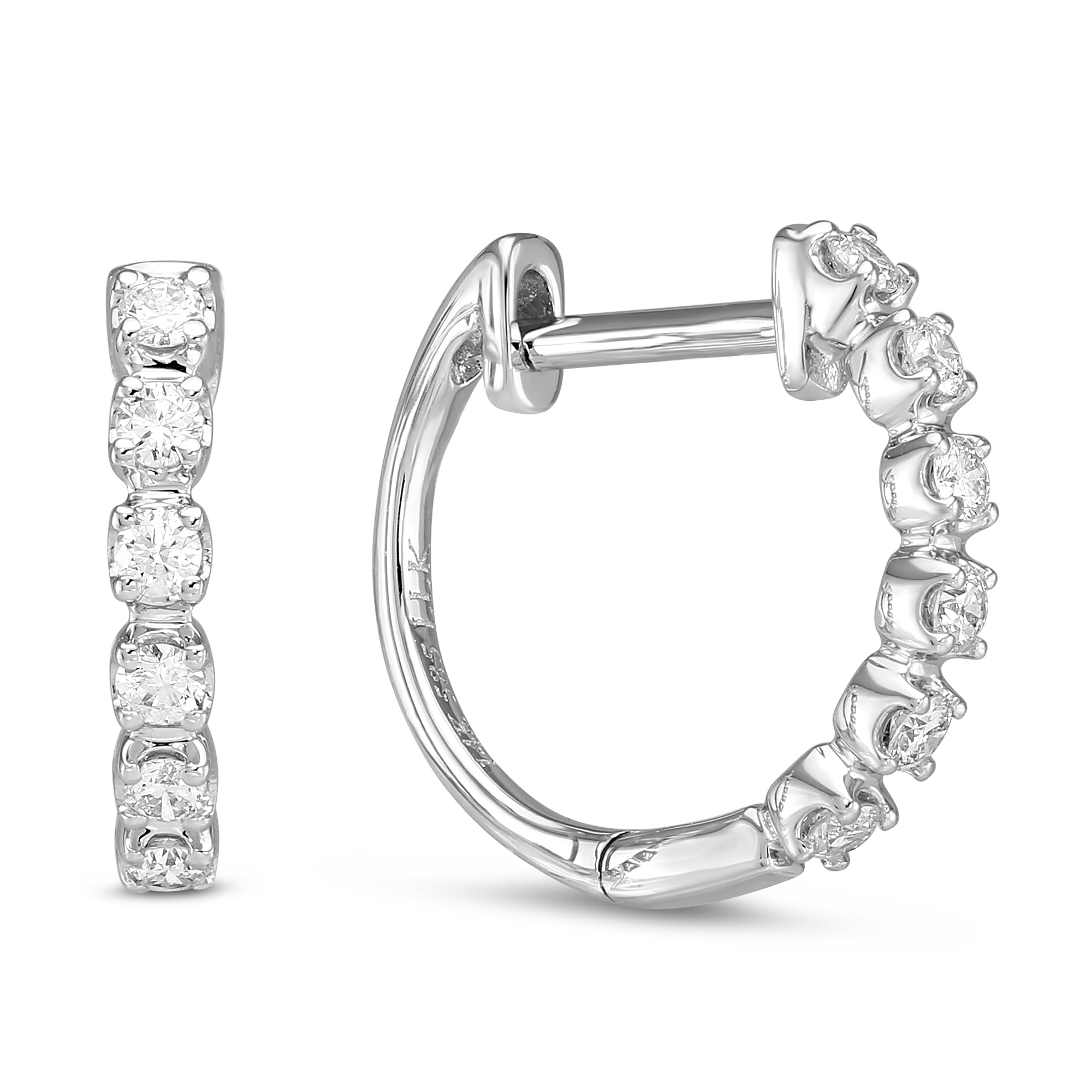 14k White Gold Diamond Huggie Earrings Borsheims