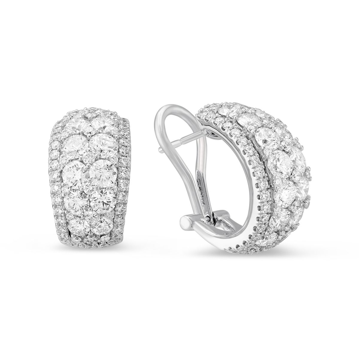 14K White Gold Round Diamond Wide Hoop Earrings | Borsheims