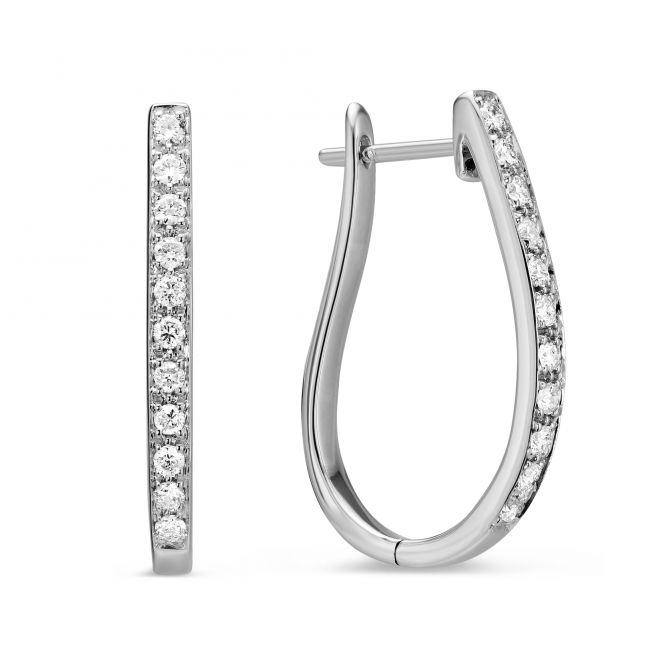 Diamond Hoop Earrings in White Gold, 0.24 cttw