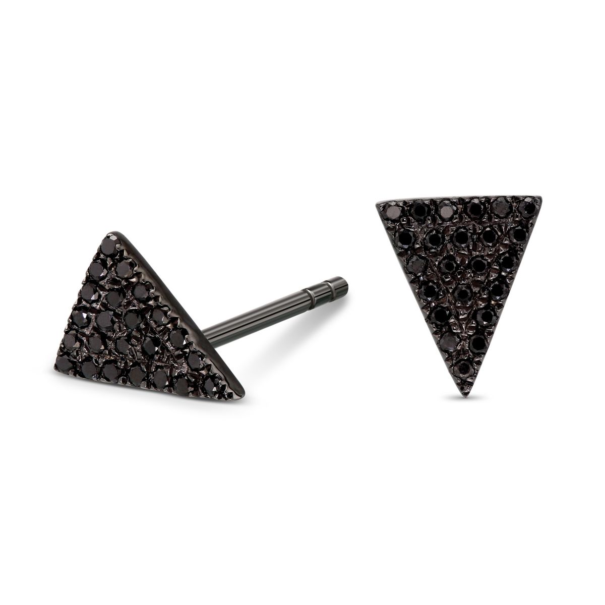 Black Diamond Triangle Stud Earrings in White Gold & Rhodium | Borsheims