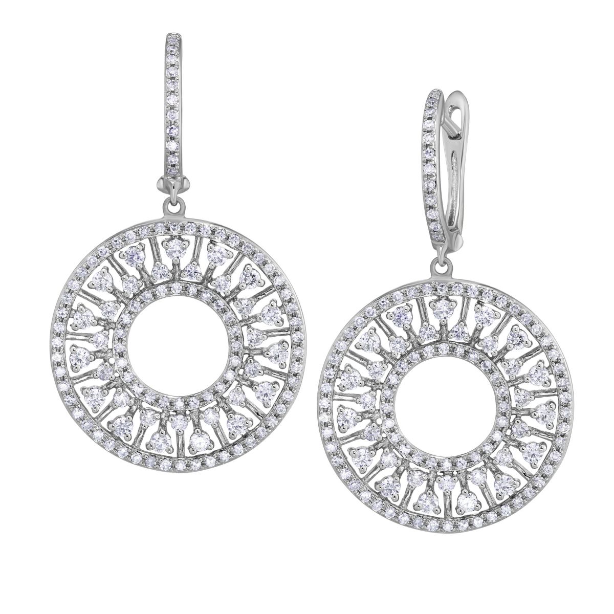 14K White Gold Diamond Open Circle Dangle Earrings | Borsheims