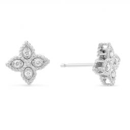 Image for Roberto Coin Princess Flower Small White Gold Stud Earrings with Diamonds