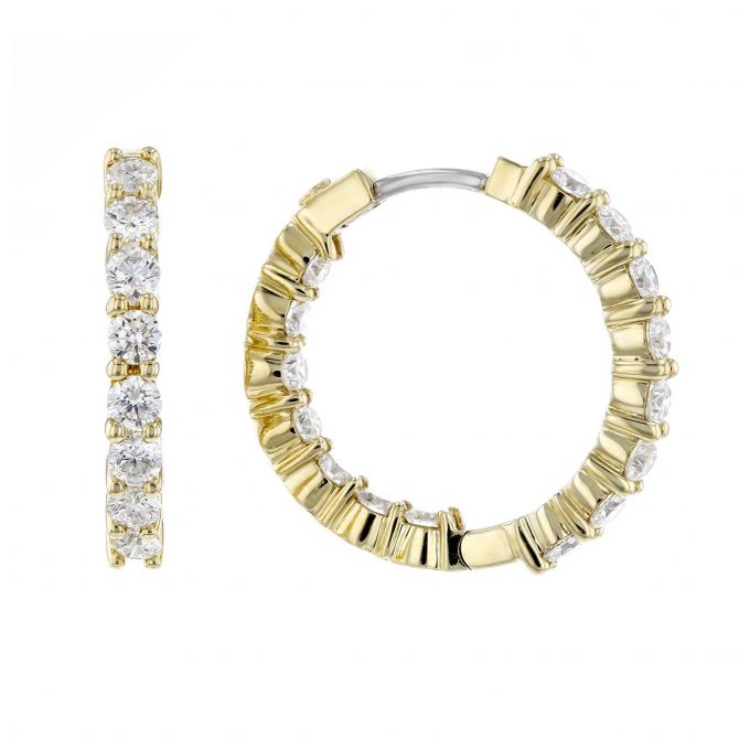 Roberto Coin Inside Outside Diamond Hoop Earrings in 18K Gold, 2.35 cttw