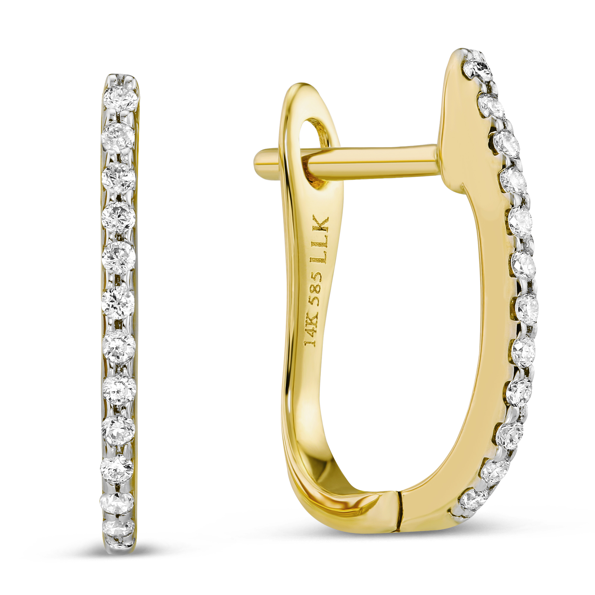 14k Yellow Gold Diamond Pave Hoop Earrings Borsheims