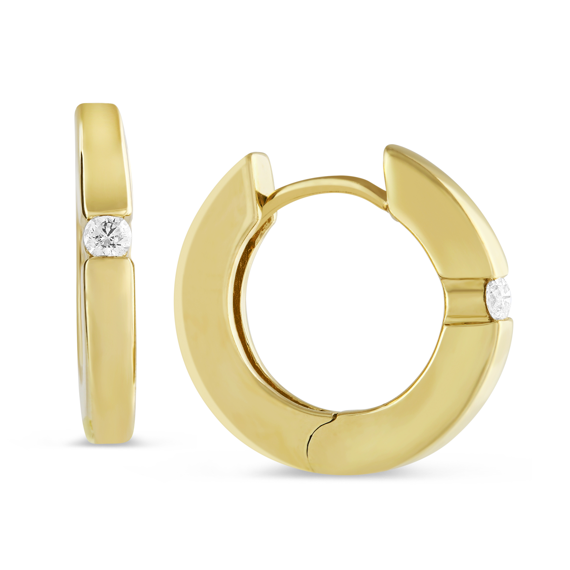 14K Yellow Gold Diamond Huggie Earrings | Borsheims