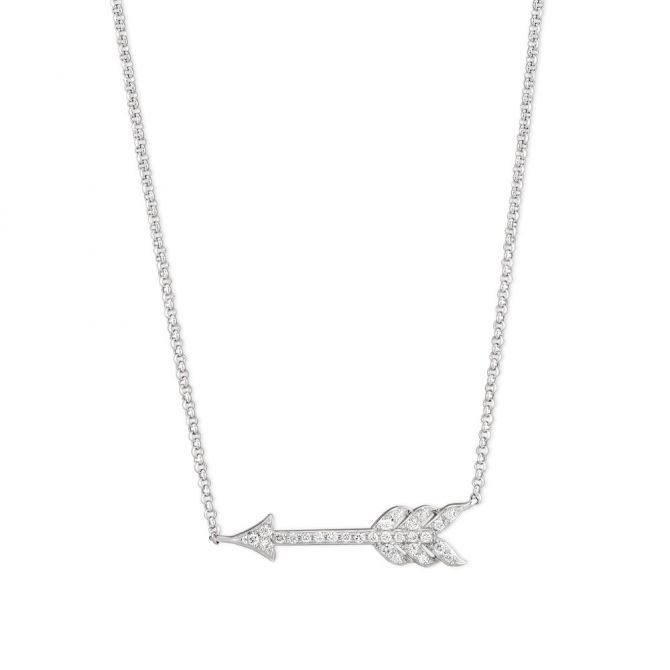 Diamond Arrow Necklace in White Gold