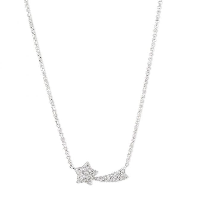 Diamond Shooting Star Necklace in White Gold