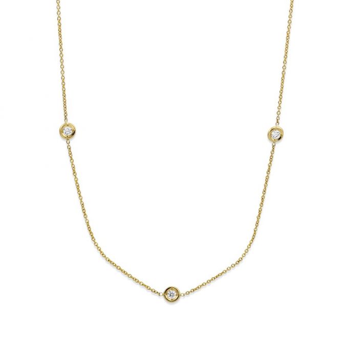 Roberto Coin Diamonds by the Inch 3 Station Necklace in 18K Gold, 18", 0.15 cttw