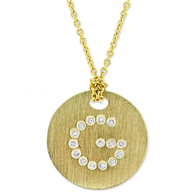 Roberto Coin Tiny Treasures Disc Necklace with Diamond Initial