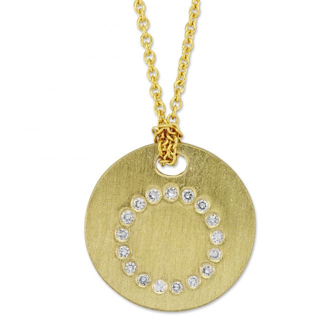 Roberto Coin Tiny Treasures Disc Necklace with Diamond Initial