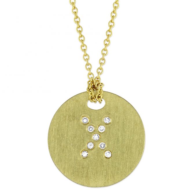 Roberto Coin Tiny Treasures Disc Necklace with Diamond Initial