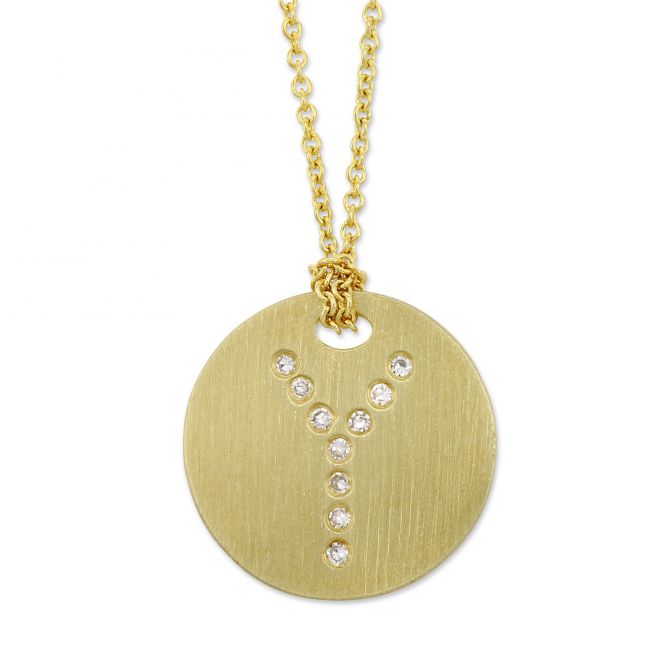 Roberto Coin Tiny Treasures Disc Necklace with Diamond Initial