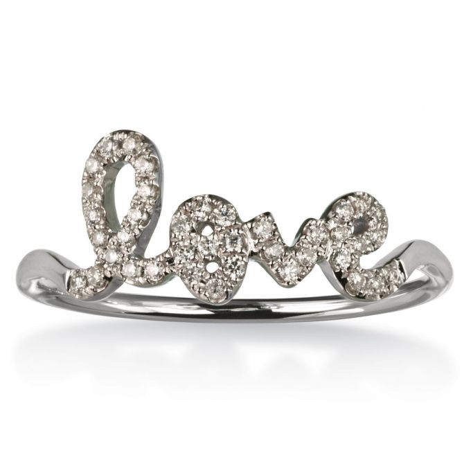 Diamond Love Ring in White Gold