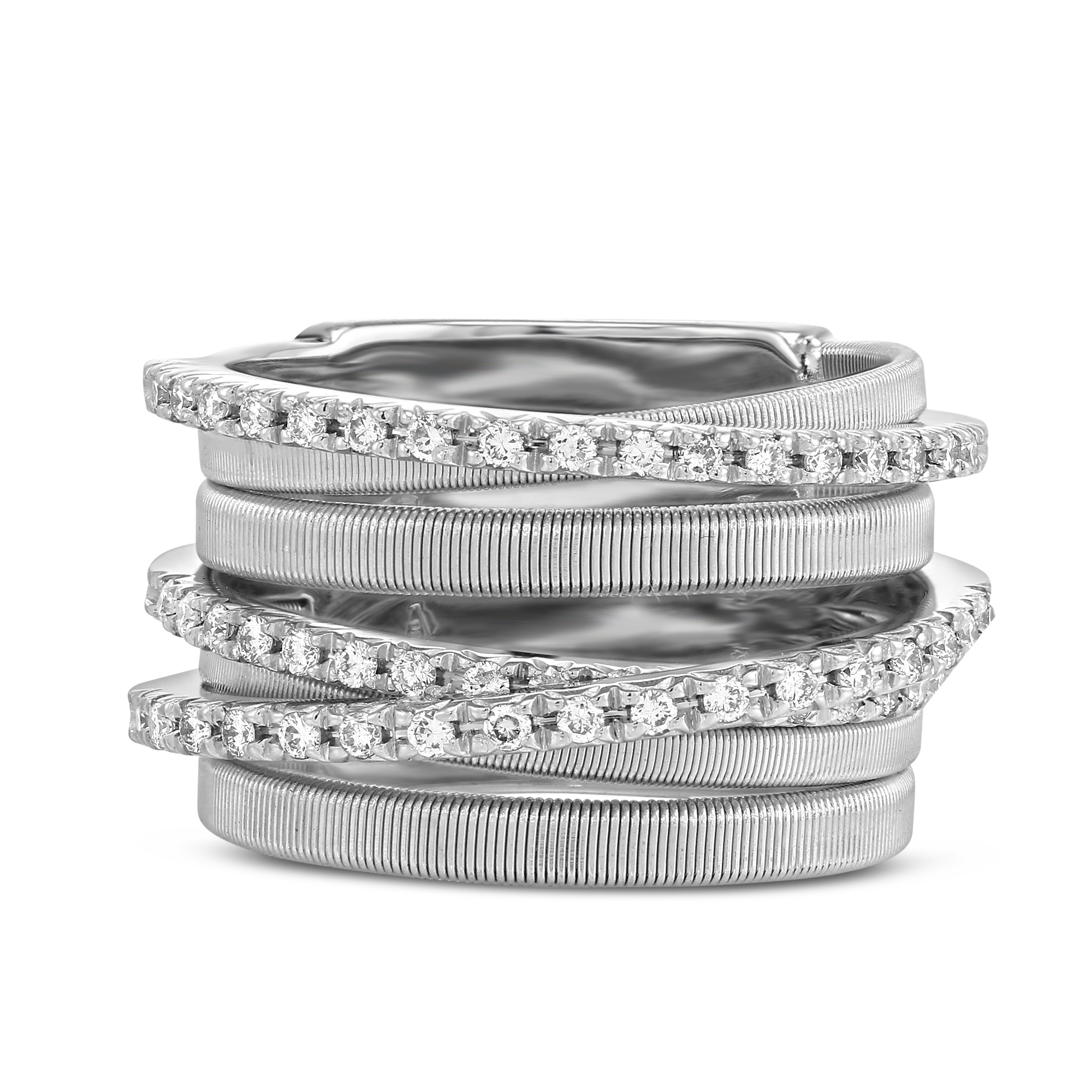 Marco Bicego 18K White Gold Diamond Goa Ring, 7 Row | AG316-B-W | Borsheims