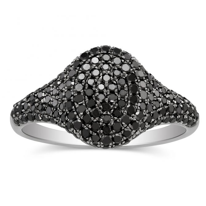 14K White Gold Black Diamond Ring