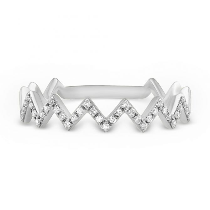 14K White Gold Diamond Zig-Zag Ring