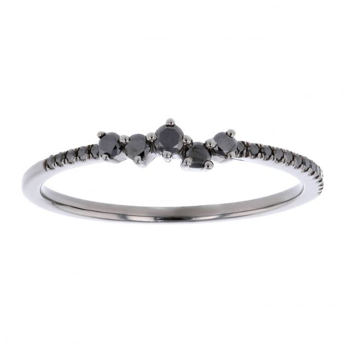 14K White Gold & Black Rhodium Black Diamond Ring