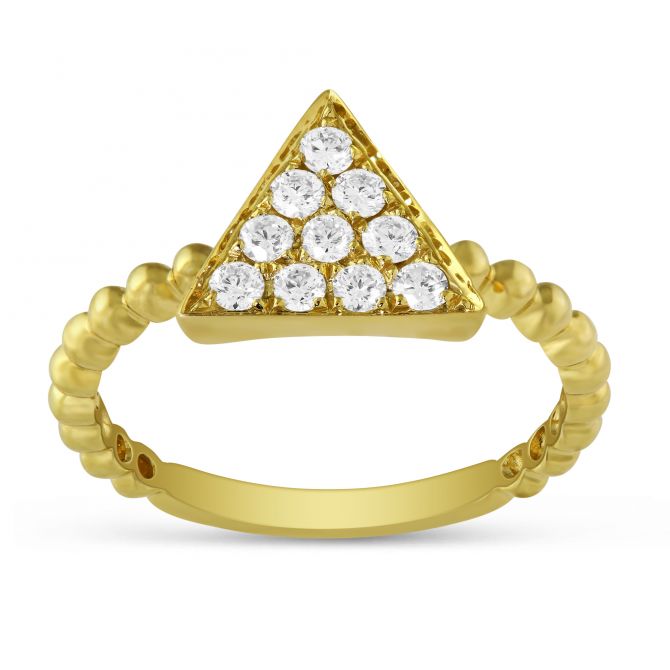 Doves 18K Yellow Gold Diamond Triangle Ring