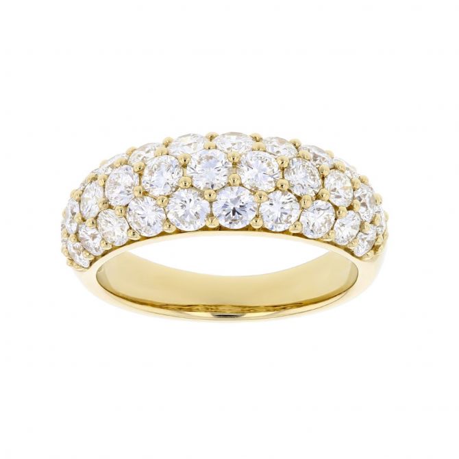 3 Row Diamond Ring in Yellow Gold