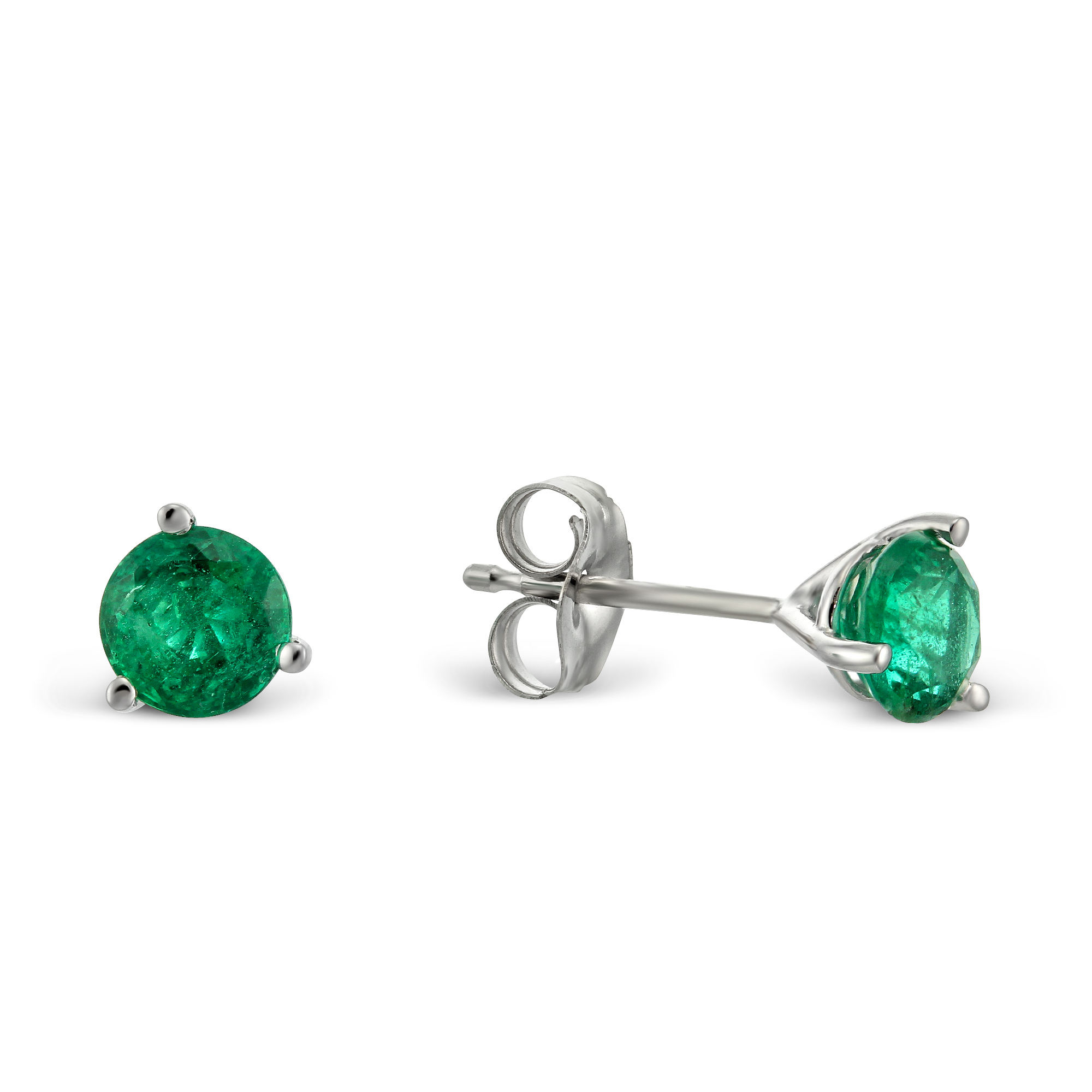 14K White Gold Round Emerald Stud Earrings, 5mm | Borsheims