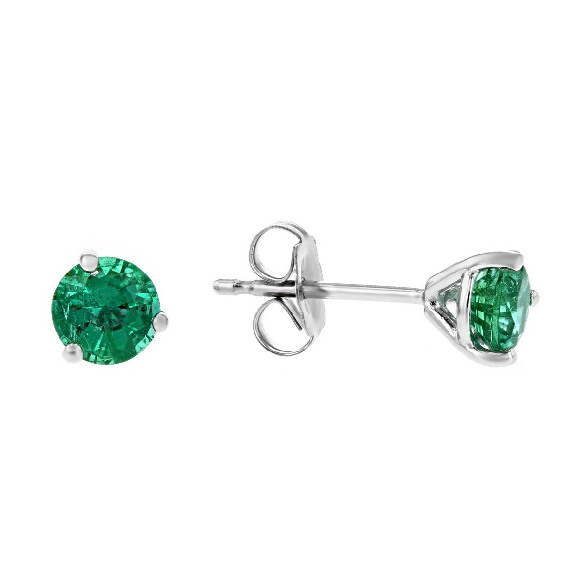 14K White Gold Round Emerald Stud Earrings | Borsheims