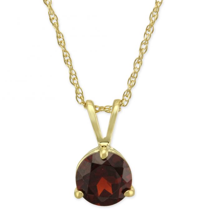 Round Garnet Pendant in Yellow Gold