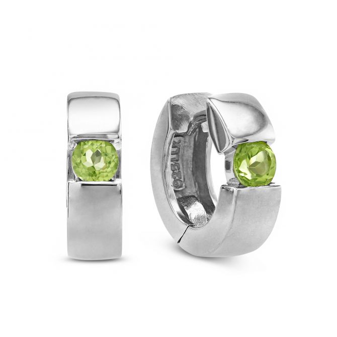 Sterling Silver Peridot Hoop Earrings